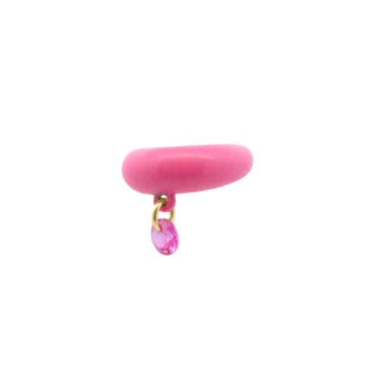 Earcuff Rue Des Mille smaltato rosa con zircone colorato