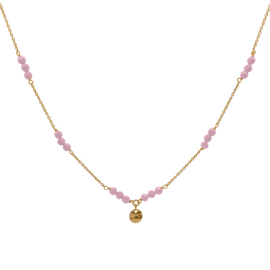 Collana Rue Des Mille argento con zirconi milky sferici rosa