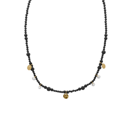 Collana Rue Des Mille argento zirconi neri e medagliette MISURA UNICA