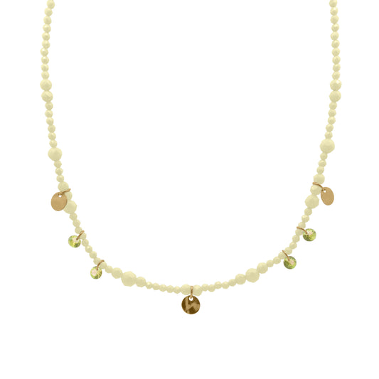 Collana Rue Des Mille in argento zirconi verde e medagliette
