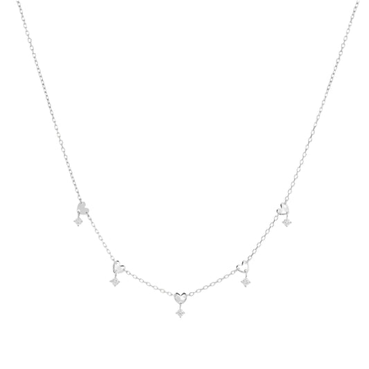Collana da donna Rue Des Mille argento con cuori e zirconi MISURA UNICA