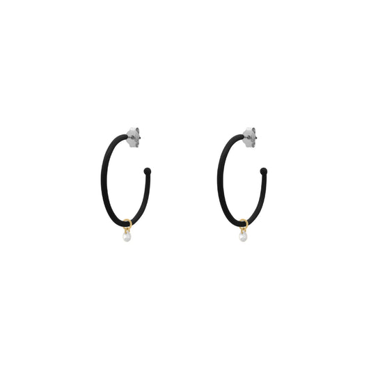 Orecchini cerchio 3cm Rue Des Mille con smalto nero MISURA UNICA