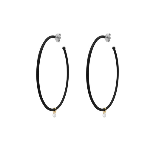 Orecchini cerchio 6cm Rue Des Mille con smalto nero MISURA UNICA