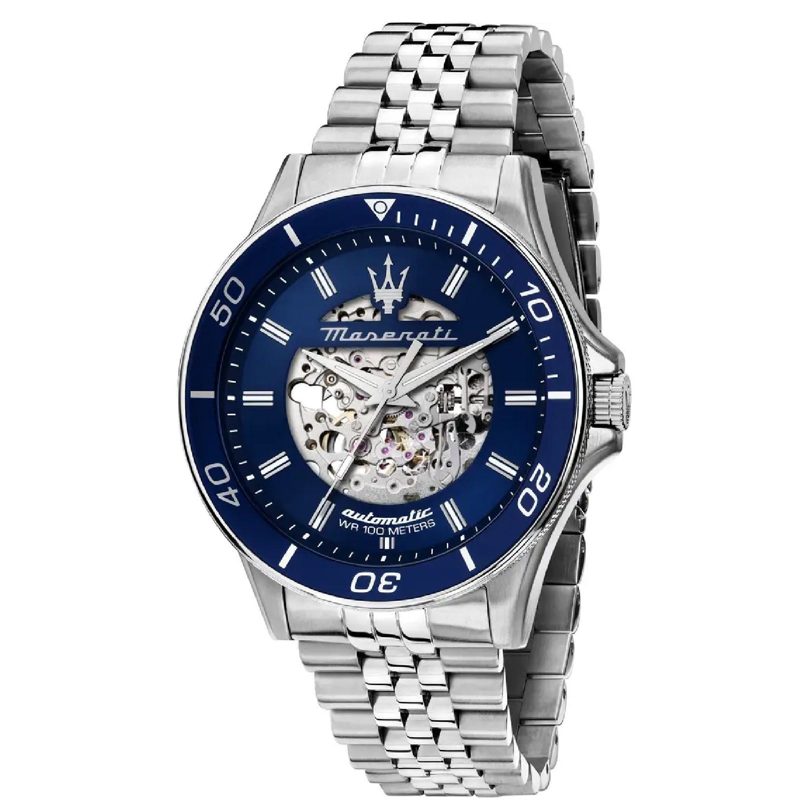 Orologio automatico uomo Maserati Sfida in acciaio quadrante blu 44mm