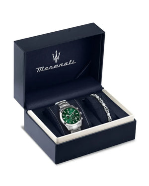 Cofanetto uomo orologio e bracciale Maserati Attrazione cassa 43mm acciaio quadrante verde R8853151017