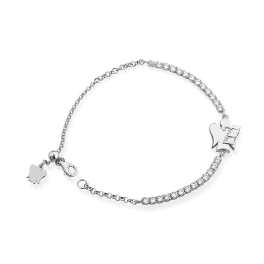 Bracciale tennis Roberto Giannotti argento lettera E zirconi
