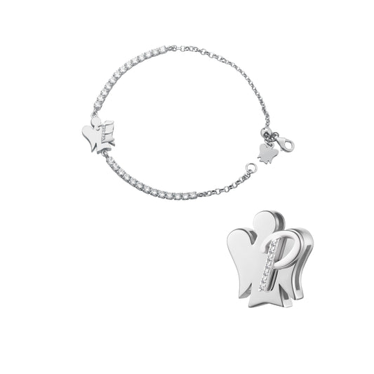 Bracciale tennis Roberto Giannotti argento lettera P zirconi