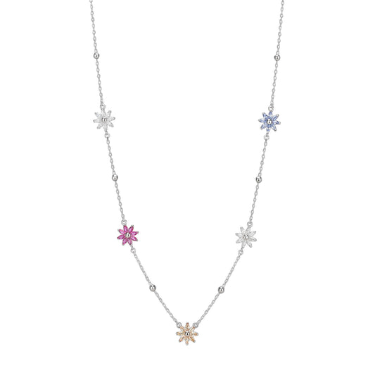 Collana Rosato in argento con fiori di zirconi multicolor