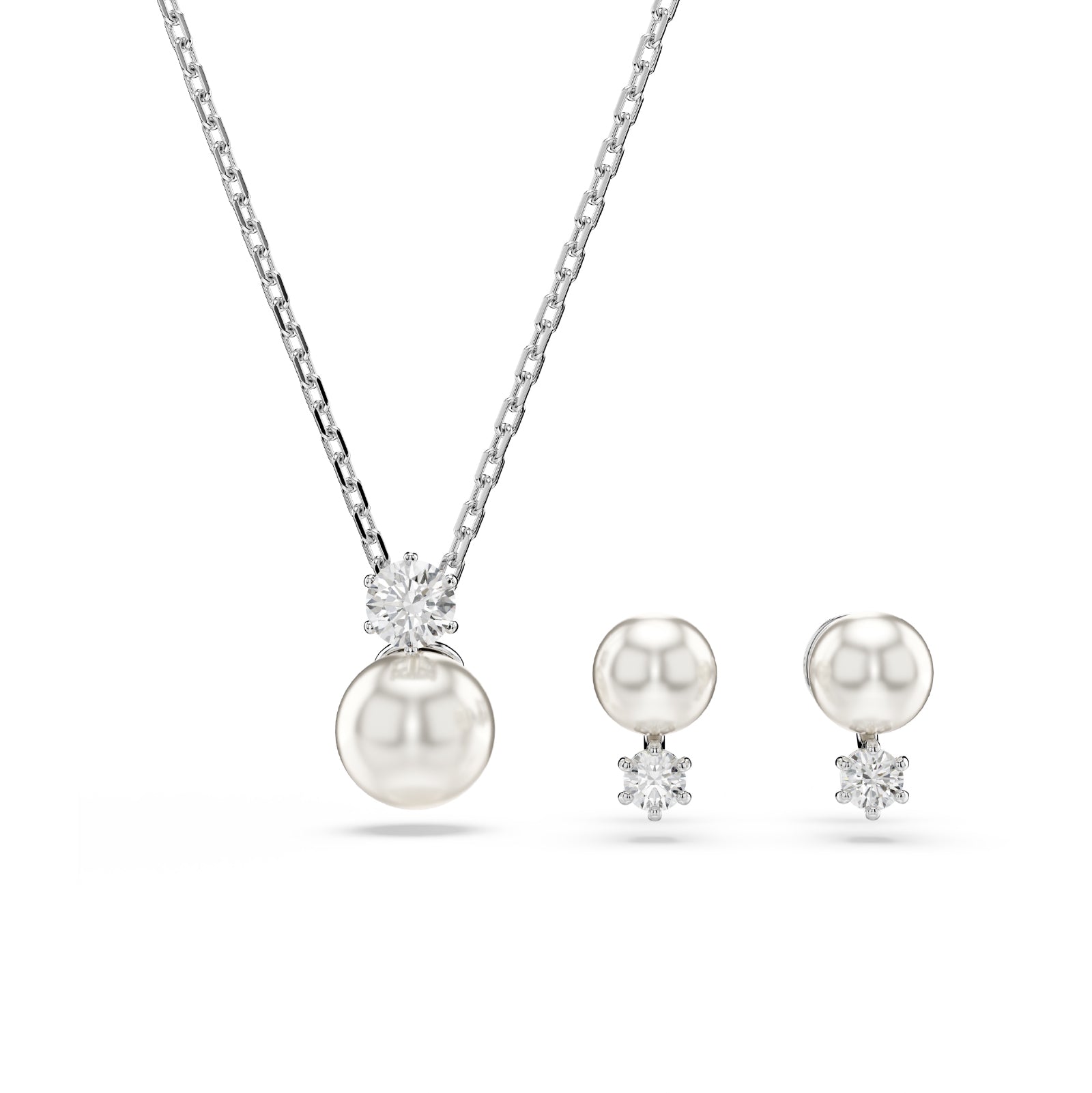 SET SWAROVSKI PLACCATA IN RODIO CON PERLE E ZIRCONI S.5689624