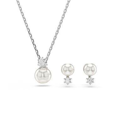SET SWAROVSKI PLACCATA IN RODIO CON PERLE E ZIRCONI S.5689624