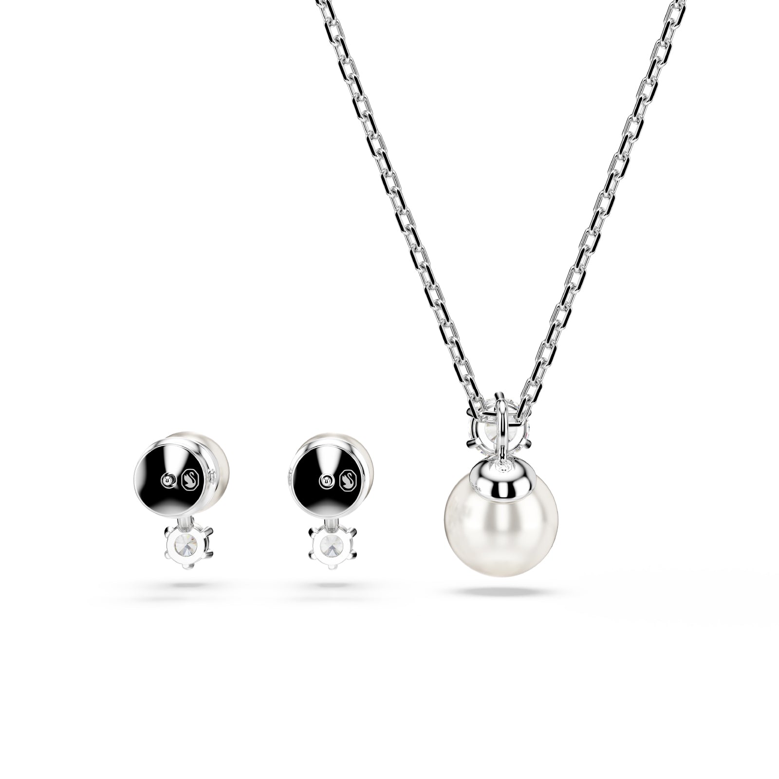 SET SWAROVSKI PLACCATA IN RODIO CON PERLE E ZIRCONI S.5689624