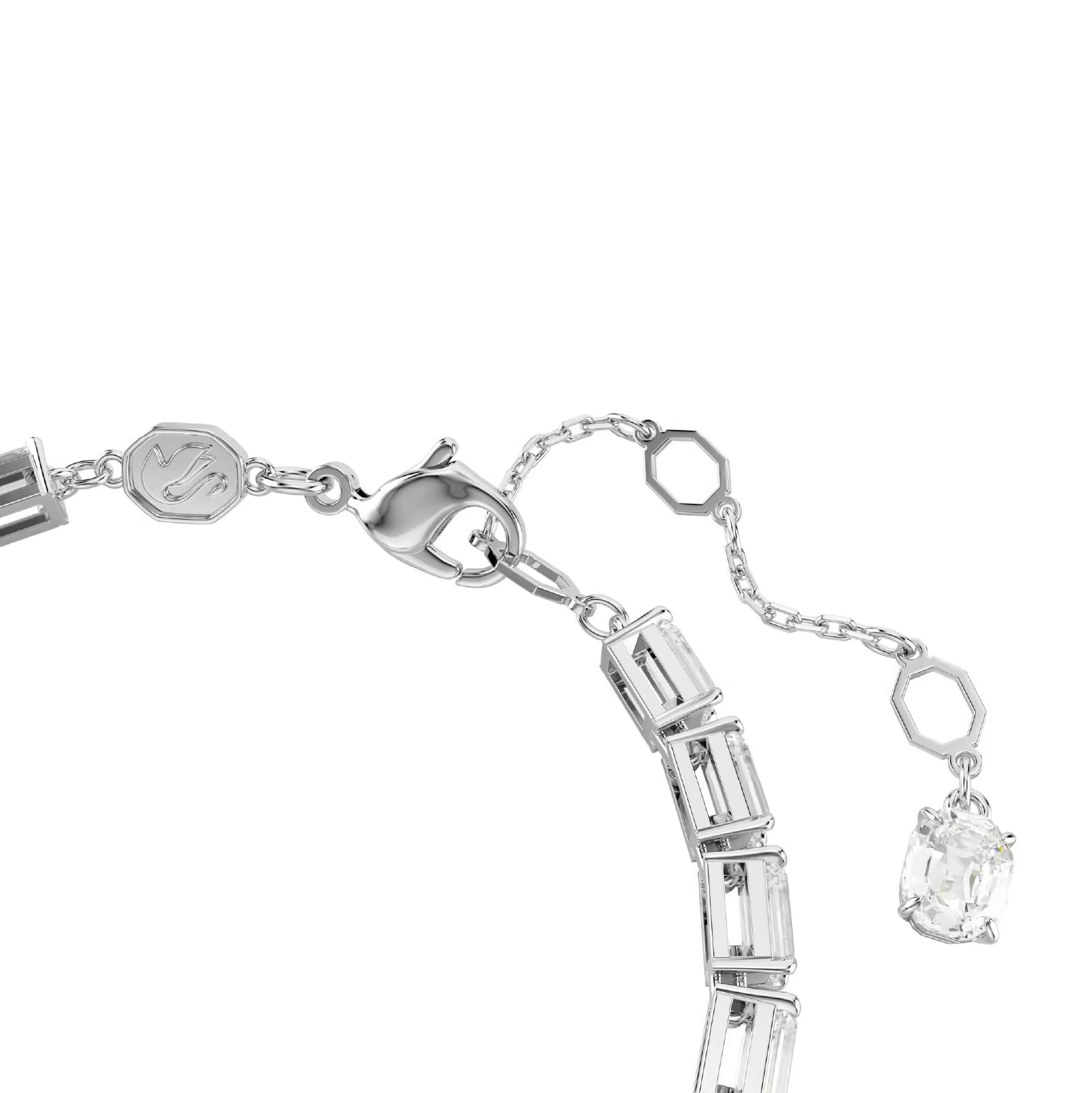 Bracciale tennis donna Swarovski rodiato e cristalli baguette Regolabile 15,5-20 cm