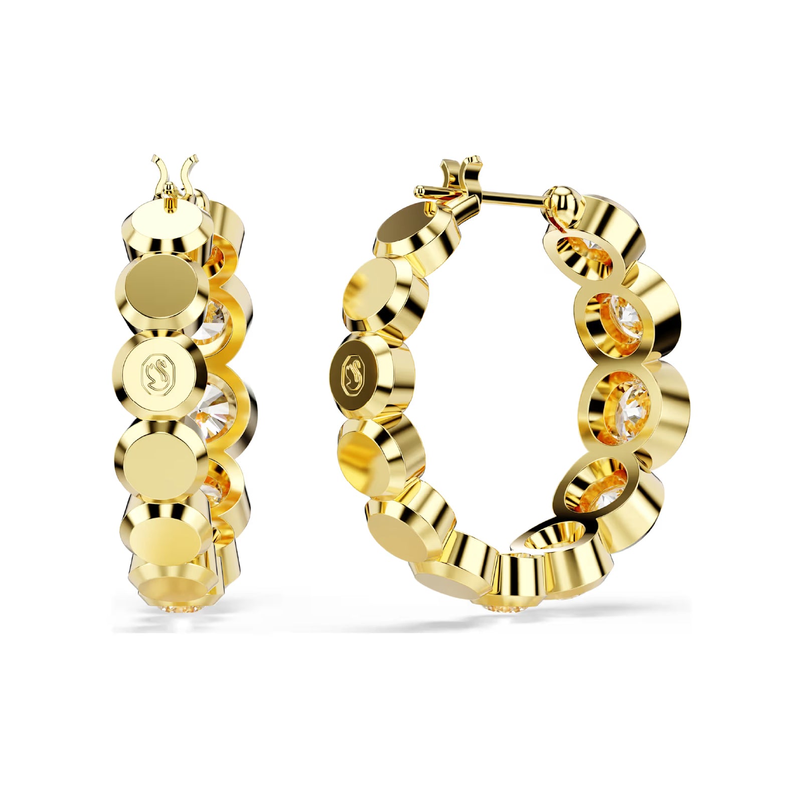 Orecchini a cerchio da donna Swarovski dorato con cristalli MISURA UNICA