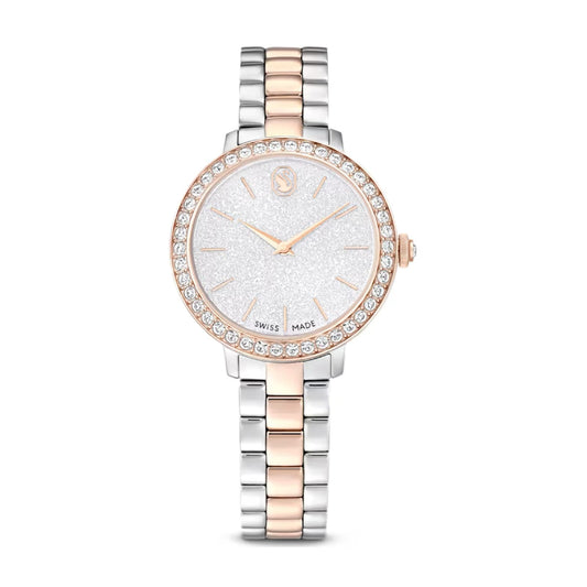 Orologio solotempo Swarovski rodiato e rosé con cristalli MISURA UNICA
