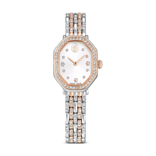 Orologio Swarovski ottagonale rodiato e rosé con cristalli MISURA UNICA