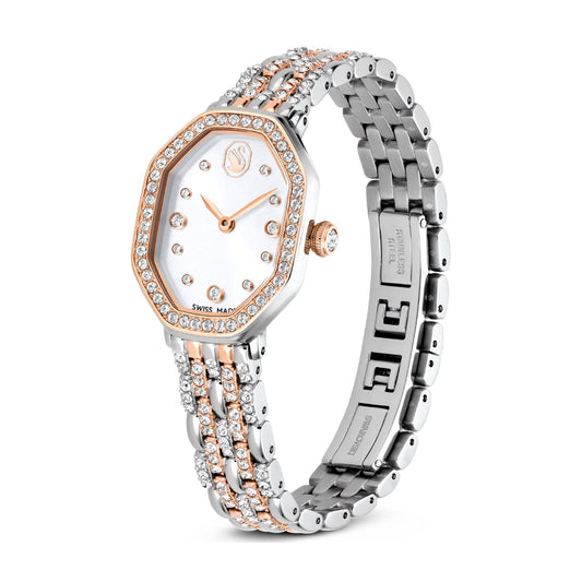 Orologio Swarovski ottagonale rodiato e rosé con cristalli MISURA UNICA