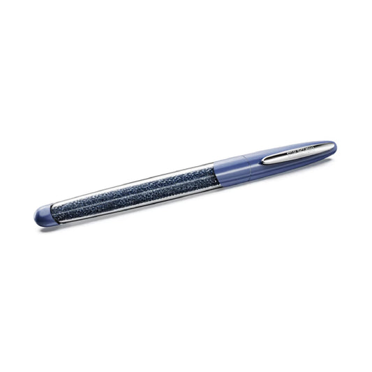 Penna Roller da donna Swarovski di colore blu e cromato MISURA UNICA