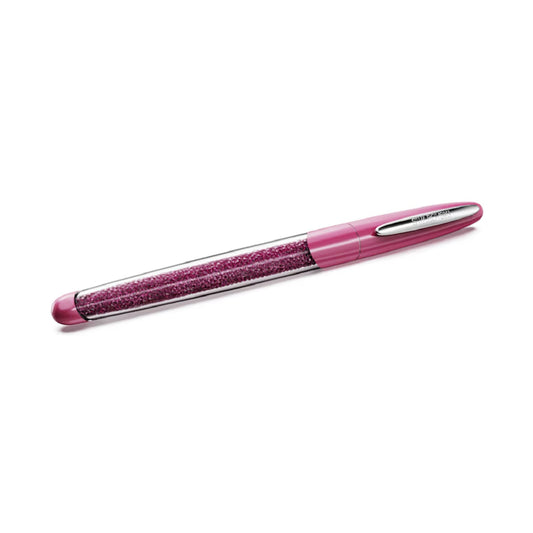 Penna Roller da donna Swarovski di colore rosa e cromato MISURA UNICA