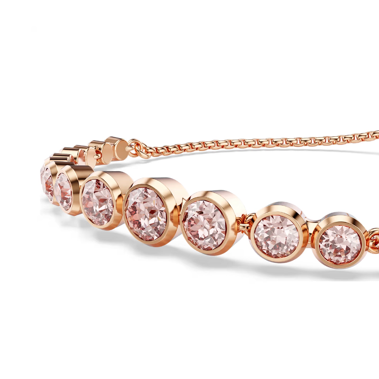 Bracciale tennis donna Swarovski rosé e cristalli tondi REGOLABILE