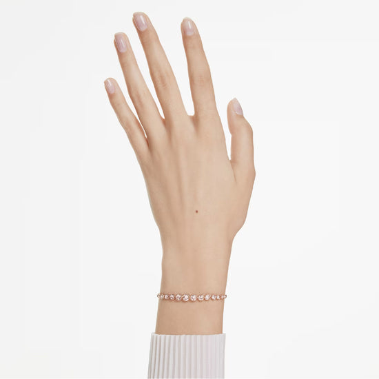 Bracciale tennis donna Swarovski rosé e cristalli tondi REGOLABILE