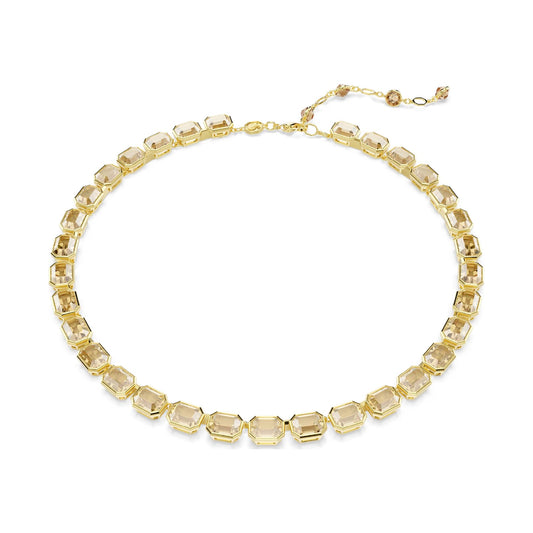 Collana tennis Swarovski pietre rettangolari sui toni giallo MISURA UNICA