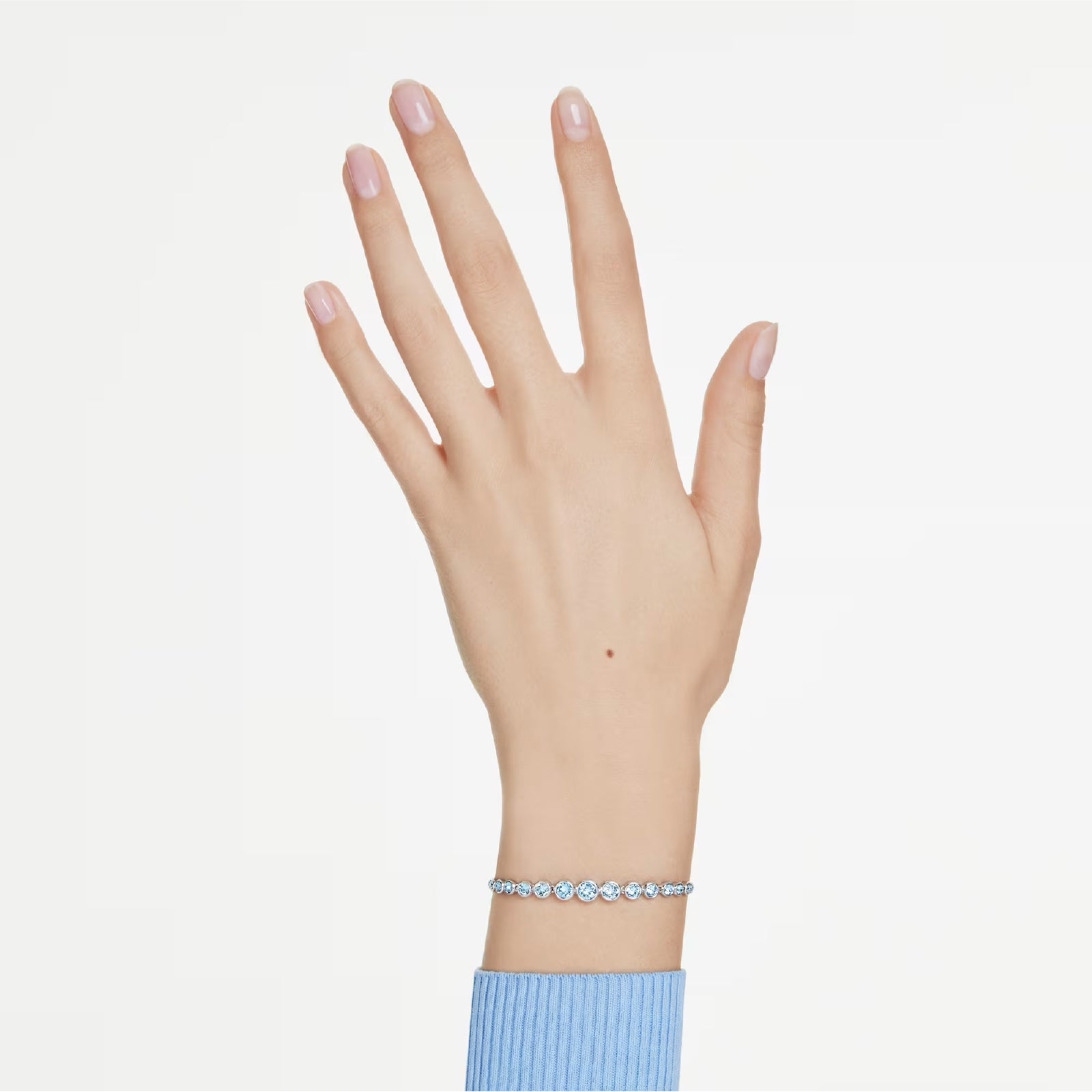 Bracciale tennis donna Swarovski dorato e cristalli azzurri REGOLABILE