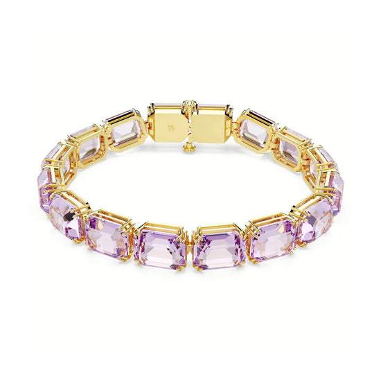 Bracciale tennis donna Swarovski rodato e cristalli violacei Regolabile 17-19 cm