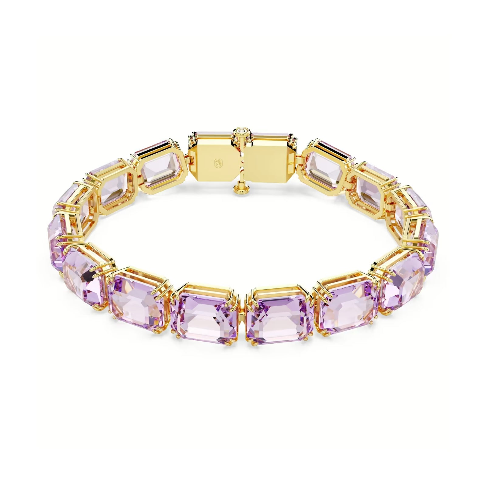 Bracciale tennis donna Swarovski rodato e cristalli violacei Regolabile 17-19 cm