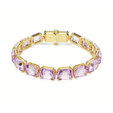 Bracciale tennis donna Swarovski rodato e cristalli violacei Regolabile 17-19 cm