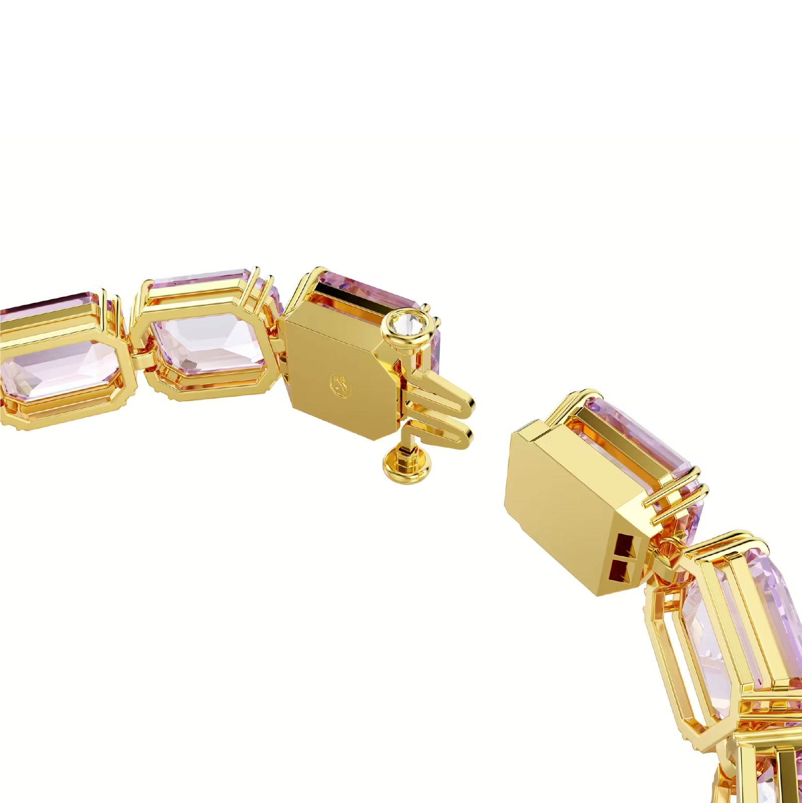 Bracciale tennis donna Swarovski rodato e cristalli violacei Regolabile 17-19 cm
