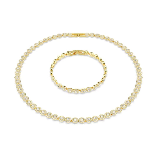 Set Collana e bracciale tennis da donna Swarovski dorati