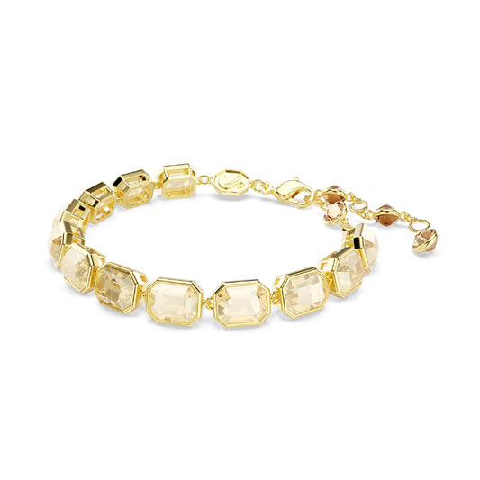 Bracciale tennis Swarovski pietre rettangolari sui toni giallo Regolabile 15-21 cm