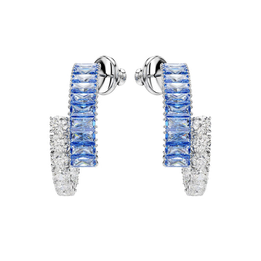 Orecchini Swarovski placcati rodio cristalli bianchi e blu MISURA UNICA