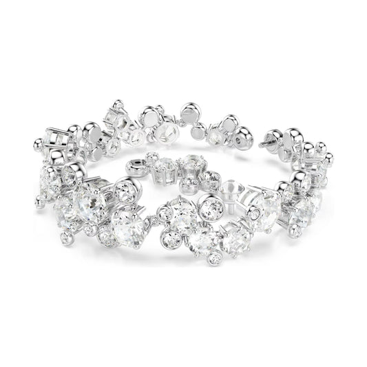 Bracciale da donna Swarovski rodiato con cristalli bianchi Regolabile 17-20 cm