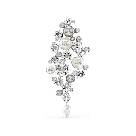 Spilla Swarovski Constella placcata rodio cristalli e perle MISURA UNICA