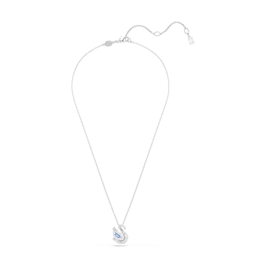 Collana Swarovski rodiato con cigno di cristalli bianchi e blu MISURA UNICA