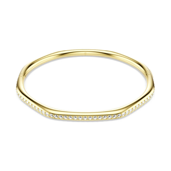 Bracciale rigido Swarovski dorato con cristalli bianchi M 17 cm