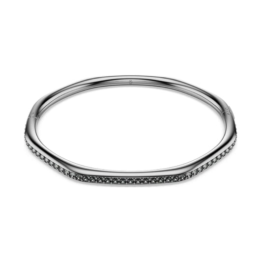 Bracciale rigido Swarovski placcato rutenio e cristalli neri 17 cm