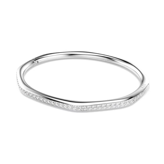 Bracciale rigido Swarovski rodiato con cristalli bianchi M 17 cm