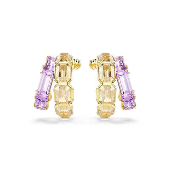 Orecchini a cerchio Swarovski dorati con pietre miste MISURA UNICA