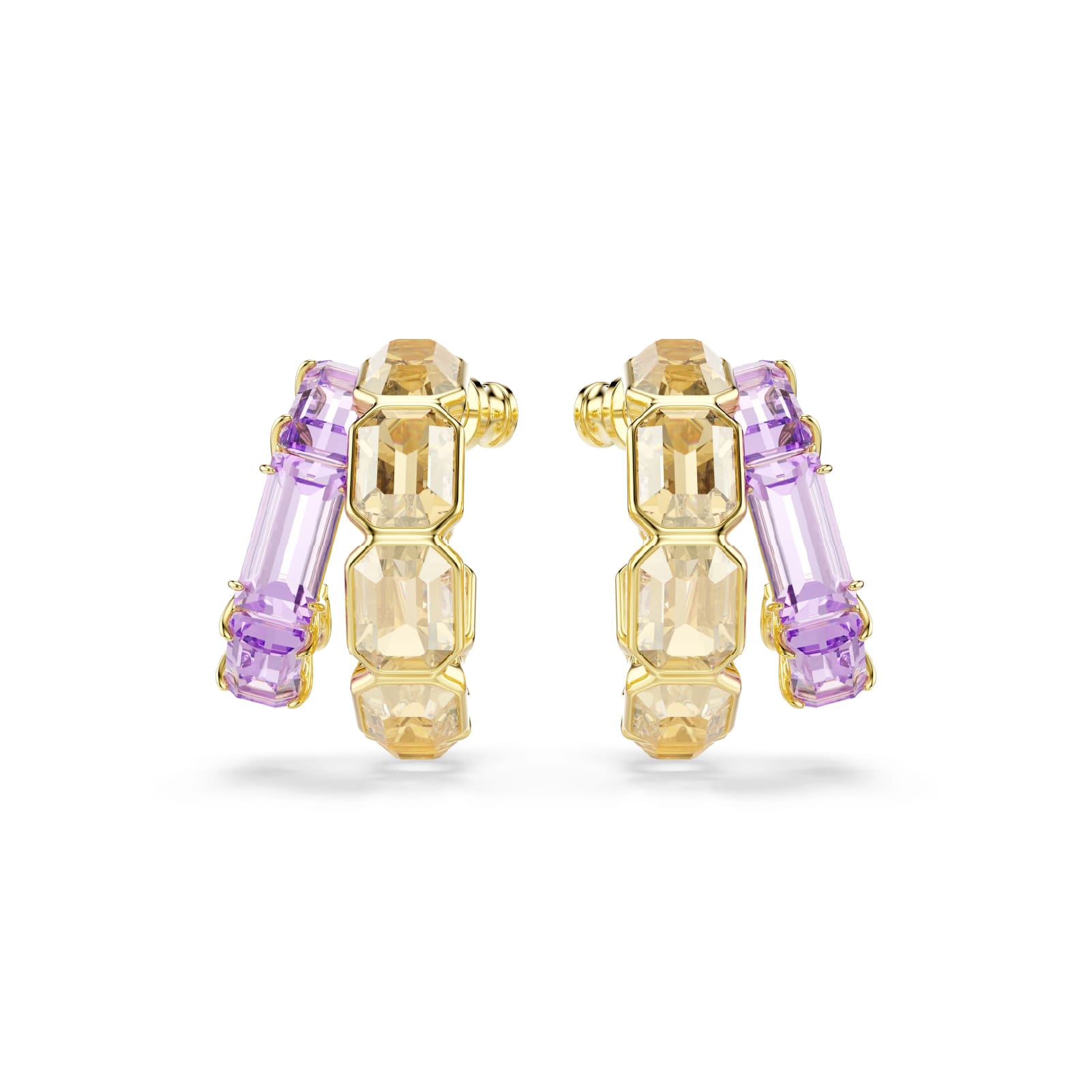 Orecchini a cerchio Swarovski dorati con pietre miste MISURA UNICA