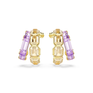 Orecchini a cerchio Swarovski dorati con pietre miste MISURA UNICA