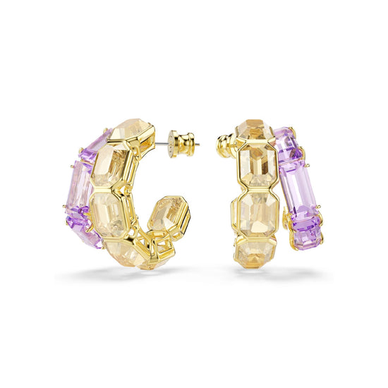 Orecchini a cerchio Swarovski dorati con pietre miste MISURA UNICA