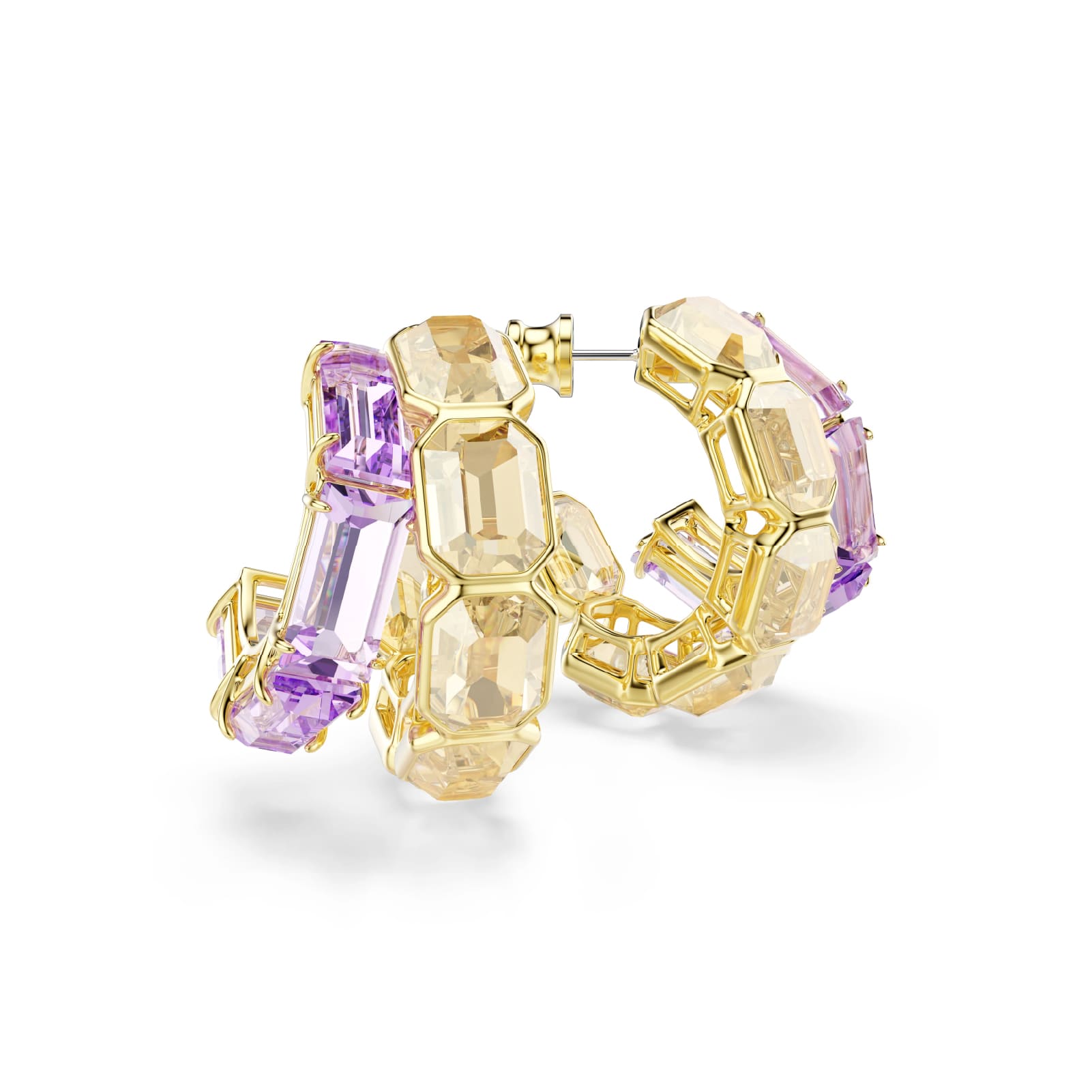 Orecchini a cerchio Swarovski dorati con pietre miste MISURA UNICA