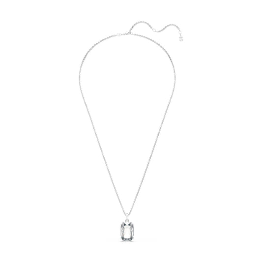 Collana lunga Swarovski rodiata con cristallo rettangolare MISURA UNICA