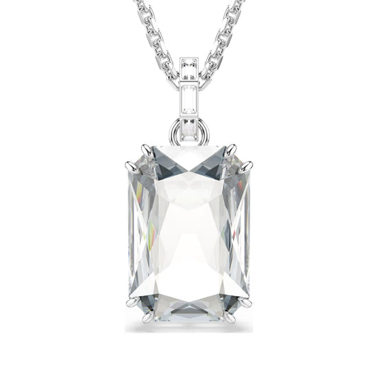 Collana lunga Swarovski rodiata con cristallo rettangolare MISURA UNICA