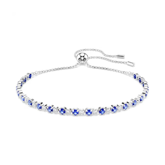 Bracciale tennis Swarovski rodiato cristalli bianchi e blu REGOLABILE