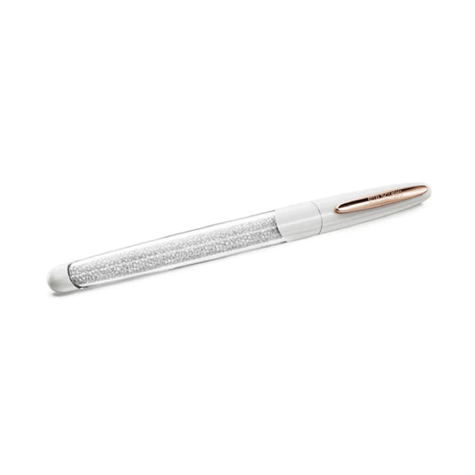 Penna Roller da donna Swarovski di colore bianco e rosé MISURA UNICA