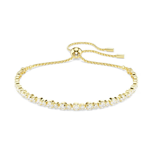 Bracciale tennis Swarovski dorato con cristalli bianchi REGOLABILE