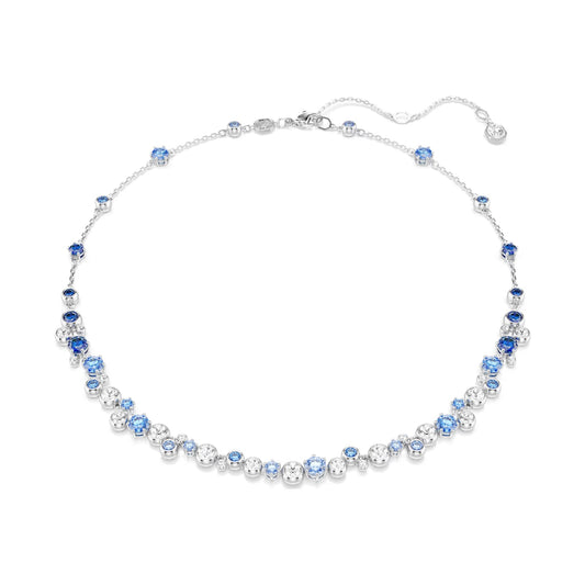 Collana girocollo Swarovski rodiato cristalli bianchi e blu MISURA UNICA